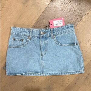 Edikted Light Blue Denim Mini Skirt